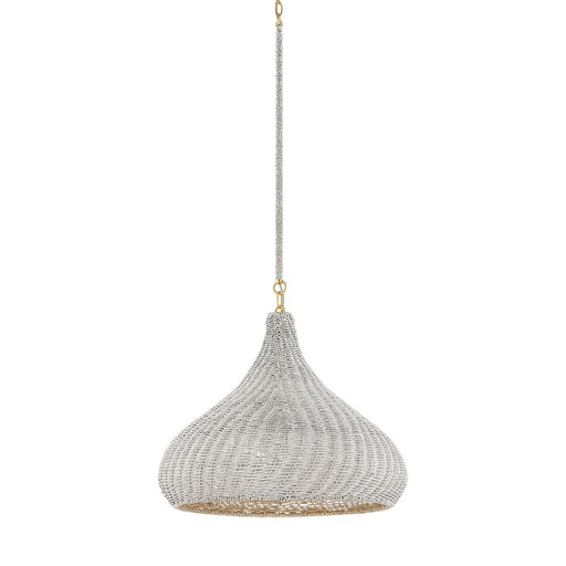 Hudson Valley Hampstead 1 Light 20" Pendant, Aged Brass/Whitewashed - 4820-AGB