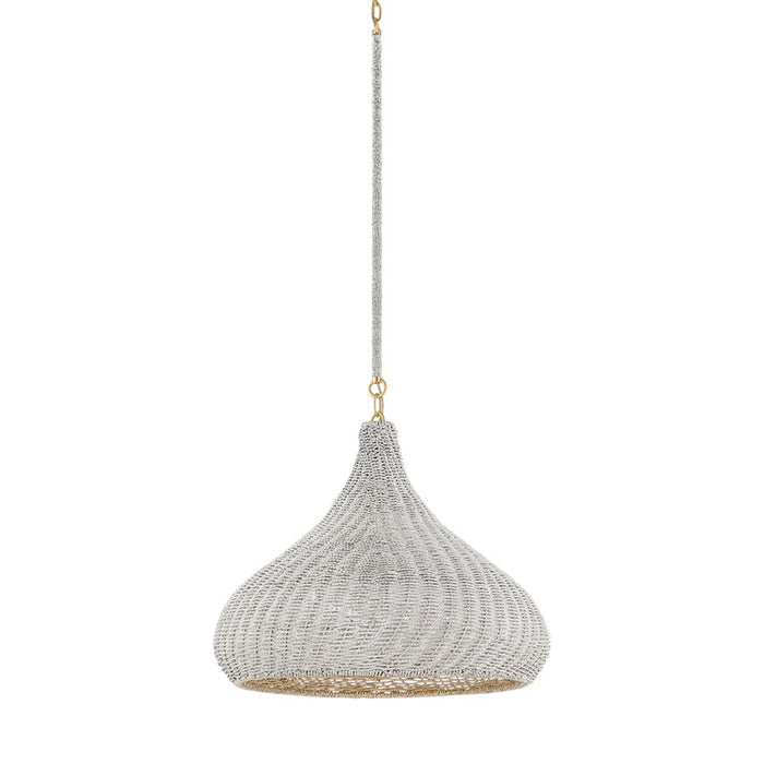 Hudson Valley Hampstead 1 Light 20" Pendant, Aged Brass/Whitewashed - 4820-AGB