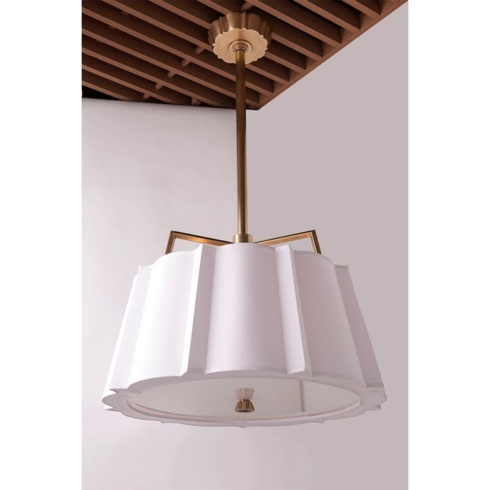Hudson Valley Humphrey 4 Light Chandelier, Aged Brass/White