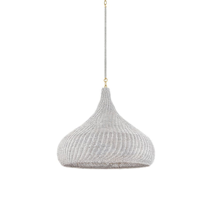 Hudson Valley Hampstead 1 Light 28" Pendant, Aged Brass/Whitewashed - 4828-AGB