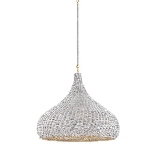 Hudson Valley Hampstead 1 Light 28" Pendant, Aged Brass/Whitewashed