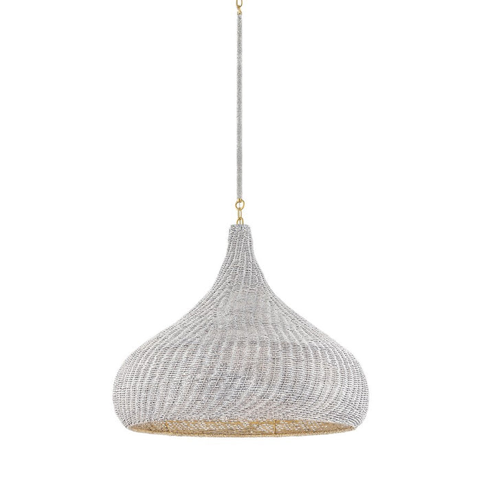 Hudson Valley Hampstead 1 Light 28" Pendant, Aged Brass/Whitewashed