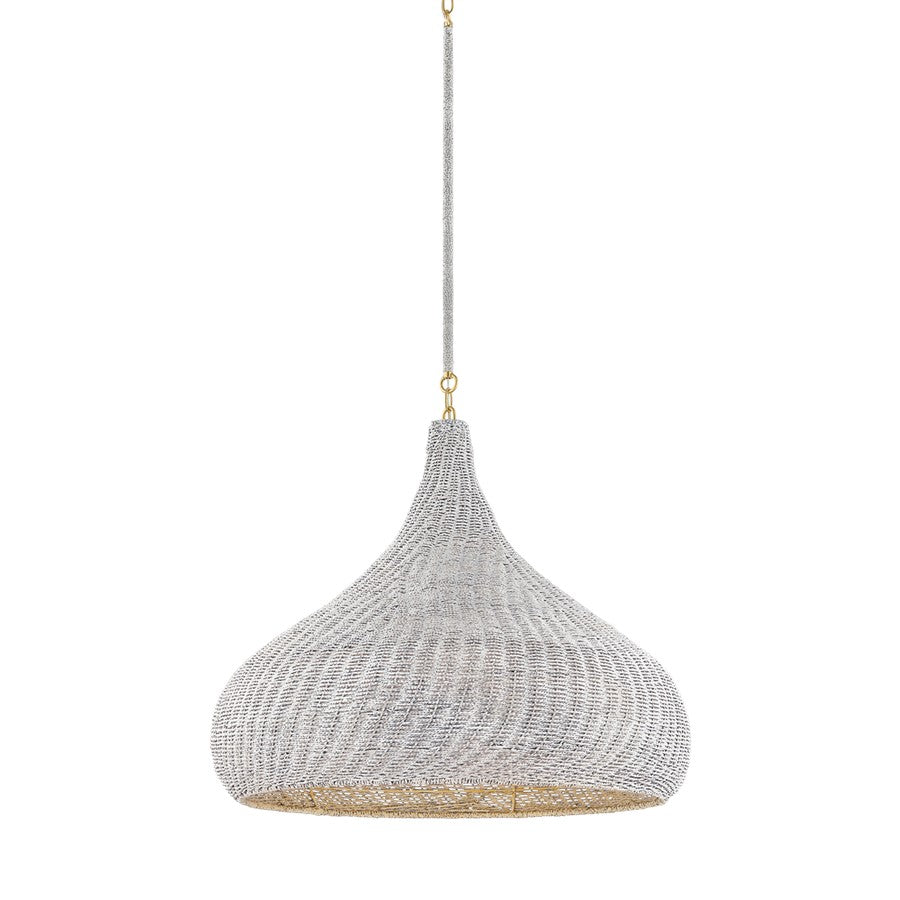 Hudson Valley Hampstead 1 Light 28" Pendant, Aged Brass/Whitewashed