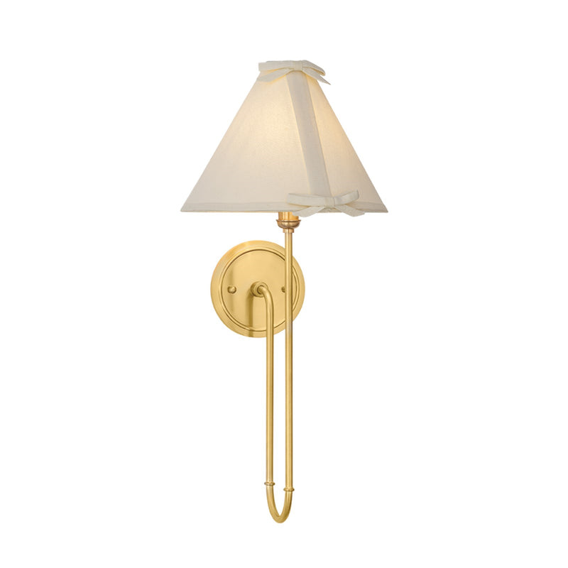 Hudson Valley Amity 22.5in 1-Light Wall Sconce | Traditional Aged Brass and White Linen Textile | Bedroom & Hallway | 9.5 x 22.5 in | Model 4861-AGB