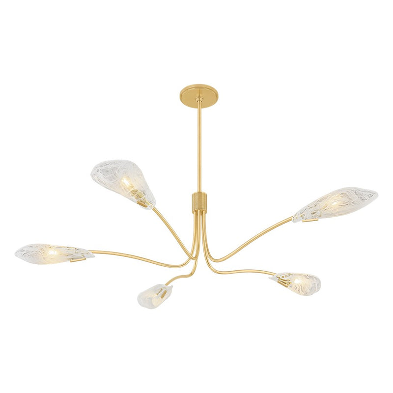 Hudson Valley Tenafly 5Lt Chandelier, Brass/Piastre/White Swirl - 4905-AGB