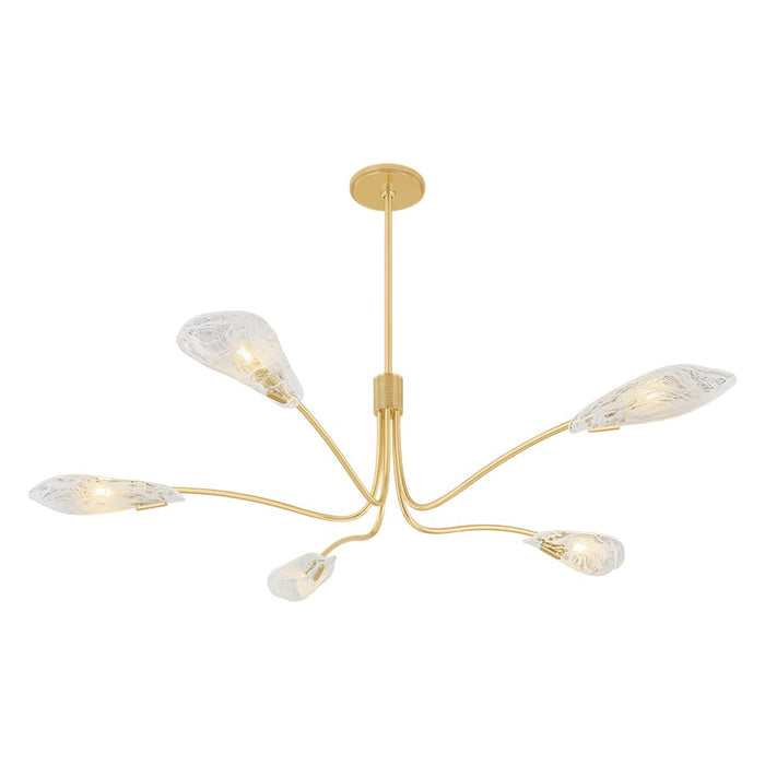 Hudson Valley Tenafly 5Lt Chandelier, Brass/Piastre/White Swirl - 4905-AGB