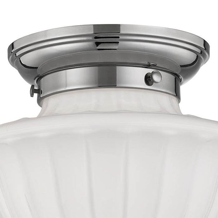 Hudson Valley Dutchess 1 Light Flush Mount, Polished Nickel/White