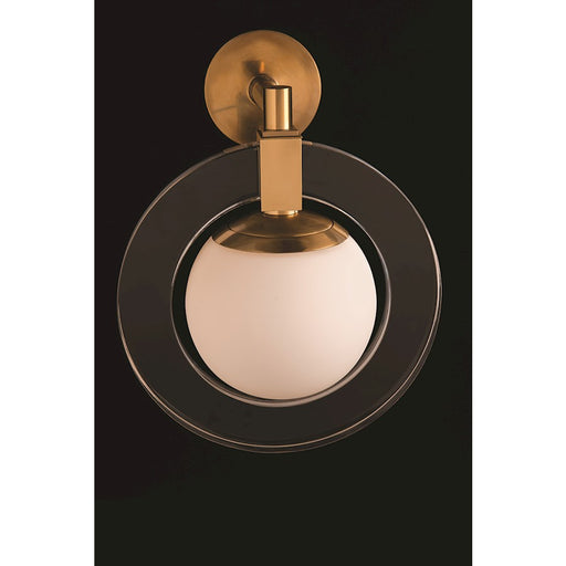 Hudson Valley Caswell 1 Light Wall Sconce, Aged Brass/White