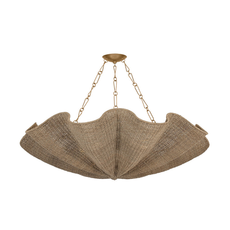 Hudson Valley Bardonia 12-Light Chandelier | Traditional Patina Gold Leaf and Lampakanay Woven Shade | Dining Room & Foyer | Model 5160-PGL
