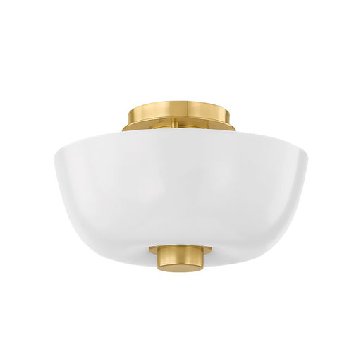 Hudson Valley Dove 1 Light Flush Mount, Aged Brass/Clear Cloud - 5215-AGB