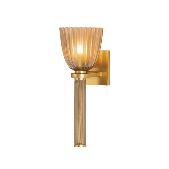 Hudson Valley Columbus 1Lt Wall Sconce, Aged Brass/Topaz - 5231-AGB