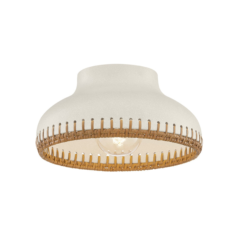 Hudson Valley Southfields 1Lt Flush Mount, Brass/Rattan Weave