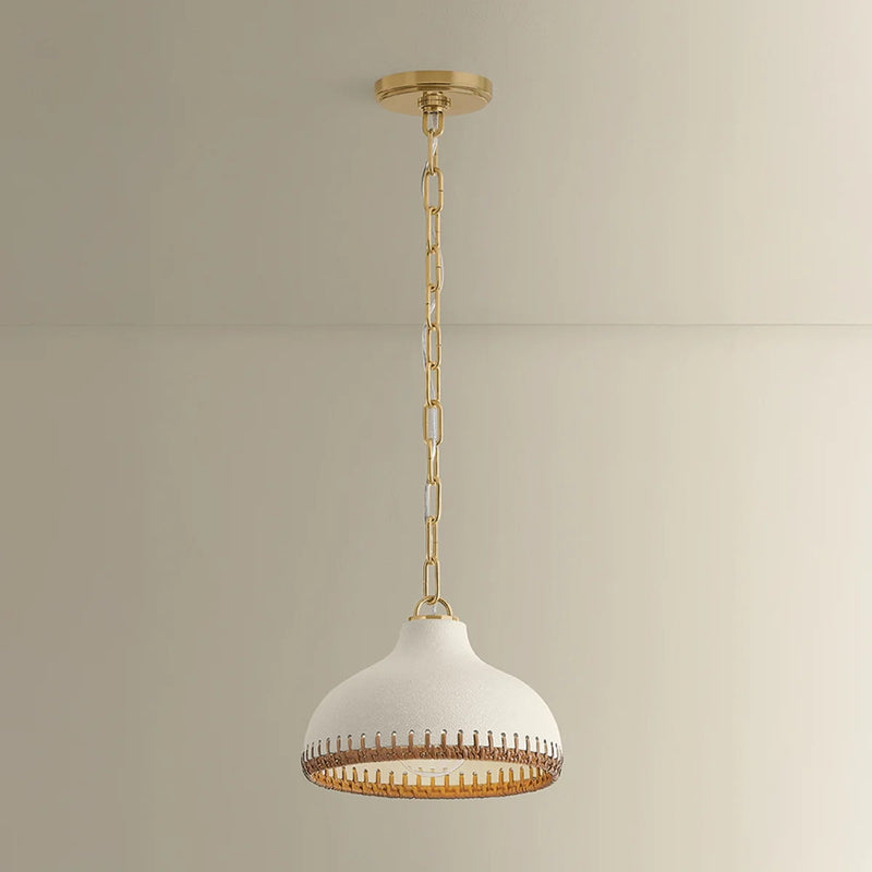 Hudson Valley Southfields 1Lt 10" Pendant, Brass/Rattan Weave
