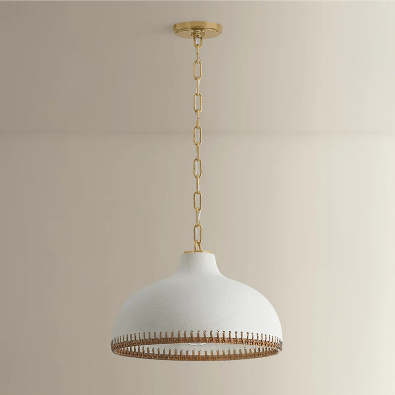 Hudson Valley Southfields 1Lt 16" Pendant, Brass/Rattan Weave