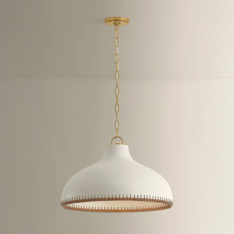 Hudson Valley Southfields 1Lt 13" Pendant, Brass/Rattan Weave