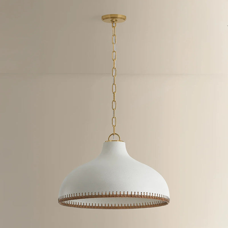 Hudson Valley Southfields 1Lt 13" Pendant, Brass/Rattan Weave