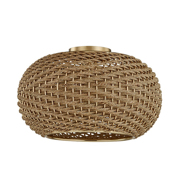 Hudson Valley Penarth 1 Light Flush Mount, Aged Brass/Woven - 5517-AGB
