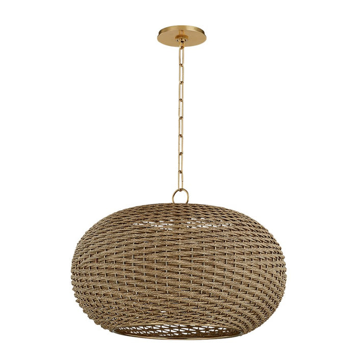 Hudson Valley Penarth 1 Light Pendant, Aged Brass/Woven - 5525-AGB
