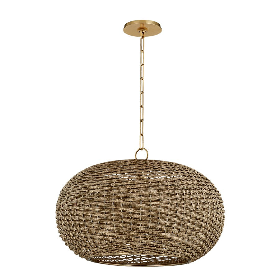Hudson Valley Penarth 1 Light Pendant, Aged Brass/Woven - 5525-AGB