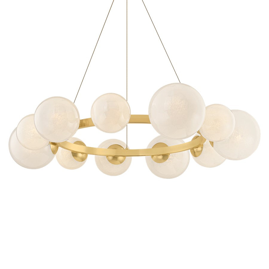 Hudson Valley Pacama 11Lt Chandelier, Aged Brass/Seeded Cloud - 5540-AGB