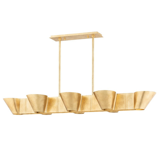 Hudson Valley Reeve 8 Light Linear Island Pendant, Vintage Gold Leaf