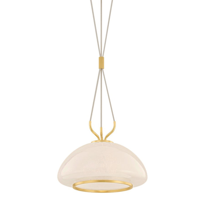 Hudson Valley Baudette 1Lt 14" Pendant, Aged Brass/Seeded Cloud - 5715-AGB