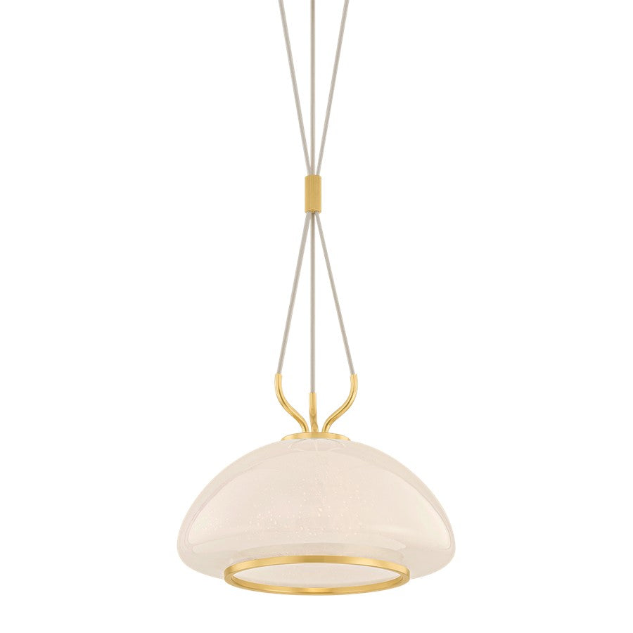 Hudson Valley Baudette 1Lt 14" Pendant, Aged Brass/Seeded Cloud - 5715-AGB