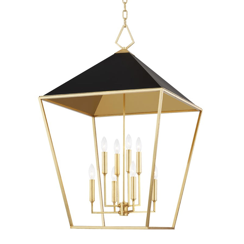 Hudson Valley Paxton 8 Light Large Pendant, Gold Leaf/Black