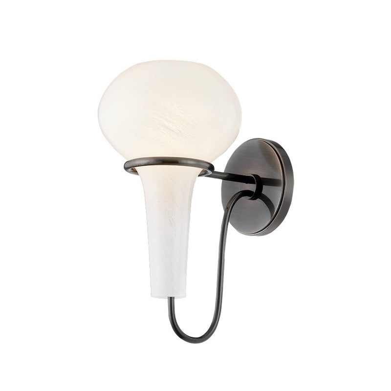Hudson Valley Adams corner 1Lt Wall Sconce, Black Nickel/Clear Cloud - 5813-BLNK