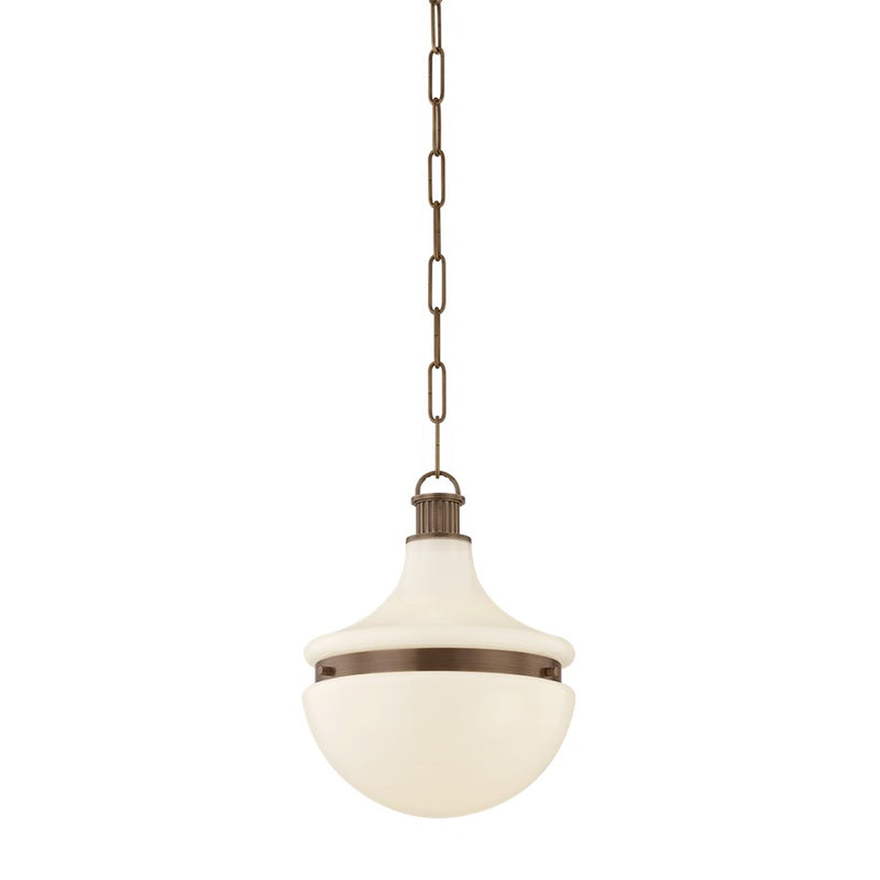 Hudson Valley Barryville 1Lt 12" Pendant, Historic Bronze/Opal Glossy - 5815-HB