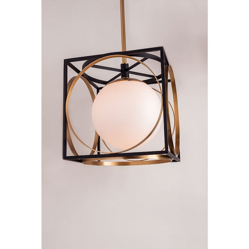 Hudson Valley Wadsworth 1 Light 19" Pendant, Brass/Opal Acid Etched