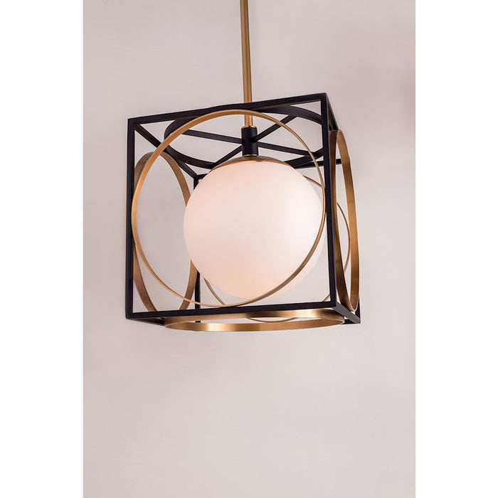 Hudson Valley Wadsworth 1 Light 19" Pendant, Brass/Opal Acid Etched