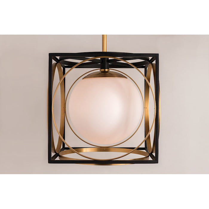 Hudson Valley Wadsworth 1 Light 19" Pendant, Brass/Opal Acid Etched