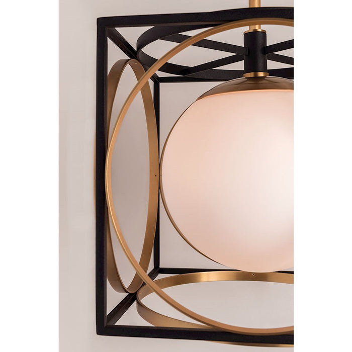 Hudson Valley Wadsworth 1 Light 19" Pendant, Brass/Opal Acid Etched