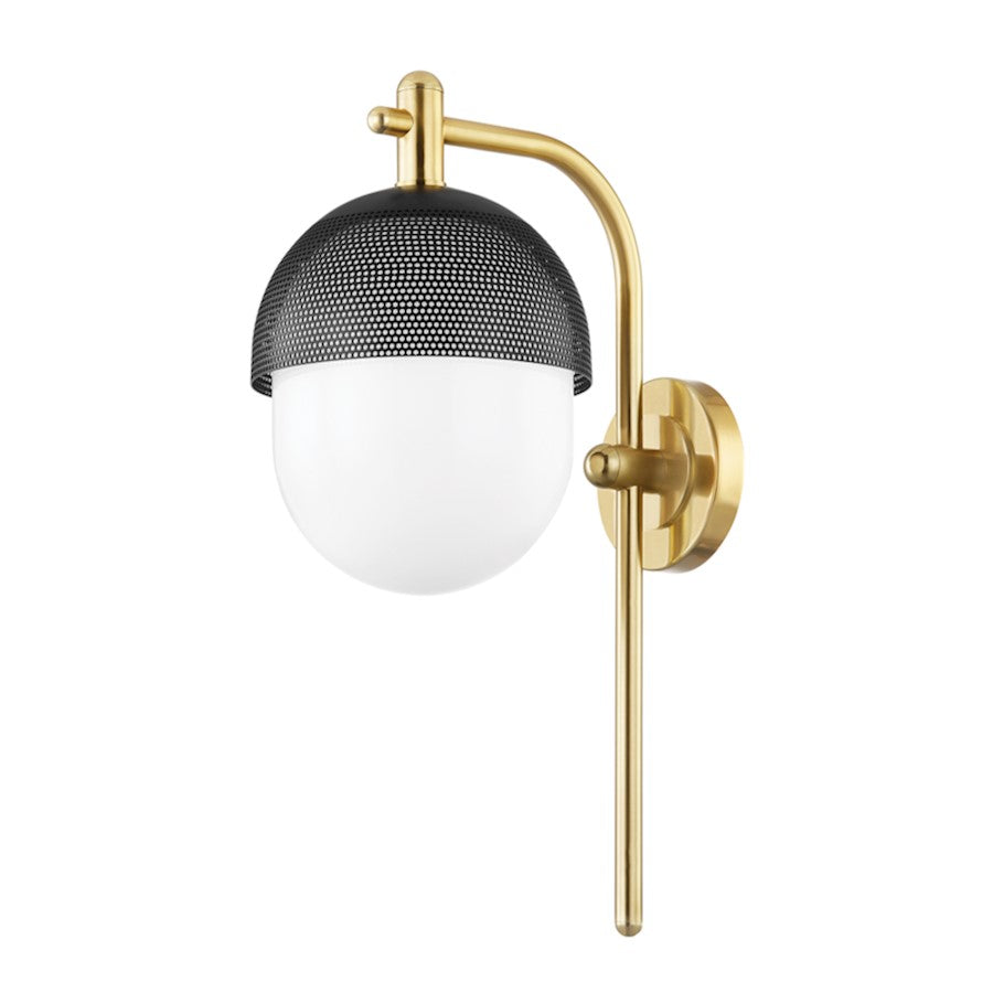 Hudson Valley Nyack 1 Light Wall Sconce, Aged Brass/Black