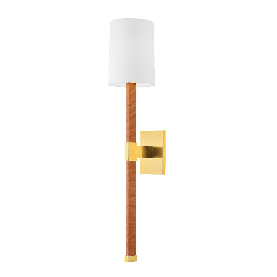 Hudson Valley Minnetonka 1 Light Wall Sconce, Aged Brass/White - 6130-AGB