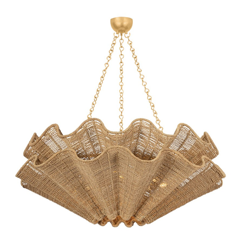 Hudson Valley Hayworth 8 Light Chandelier, Vintage Gold Leaf/Abaca - 6208-VGL