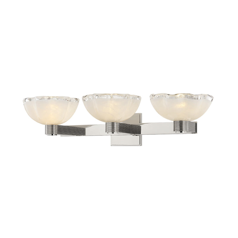 Hudson Valley Fraleigh 26in 3-Light Vanity Light | Spa Polished Nickel and Blonchino Piastre Glass | Bathroom Vanity & Powder Room | Model 6263-PN