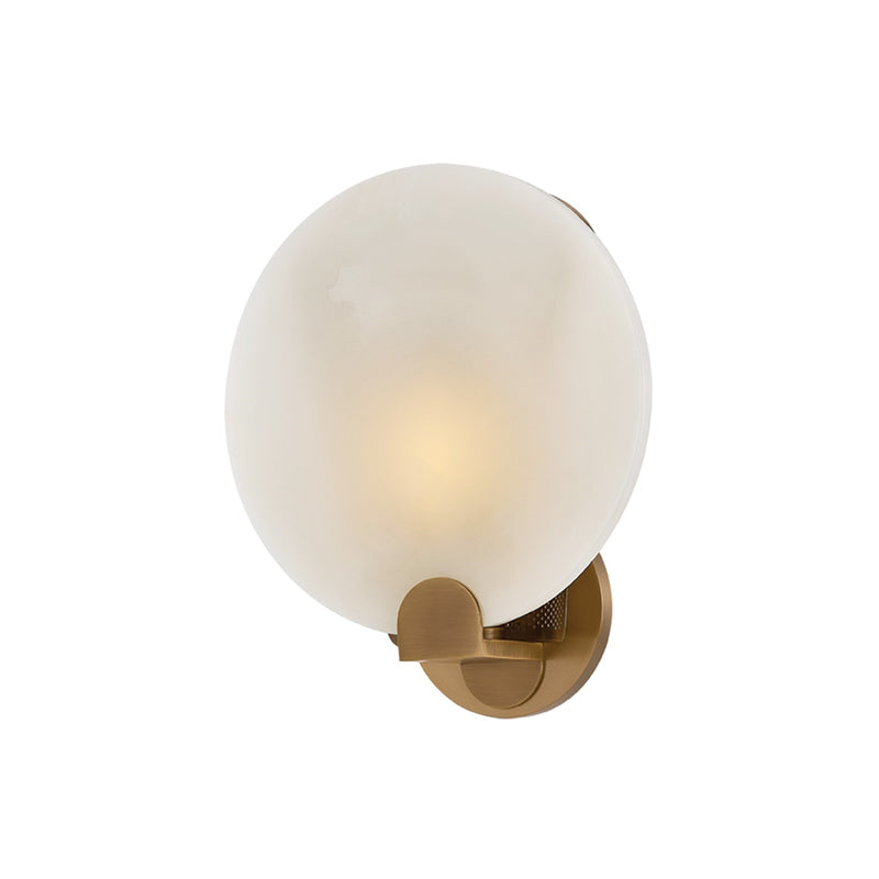 Hudson Valley Tusten 10in 1-Light Wall Sconce | Patina Brass and Onyx Natural Stone | Bathroom Vanity & Bedroom Accent | Model 6631-PBR