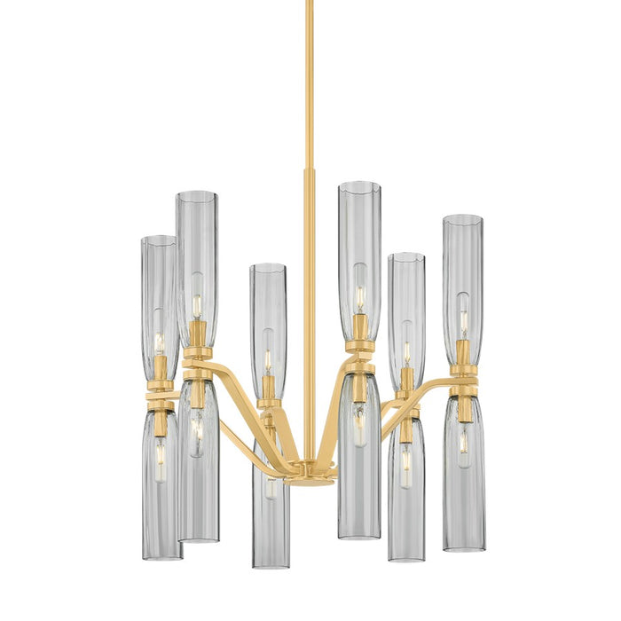 Hudson Valley Harpswell 12 Light Chandelier, Aged Brass/Smoke