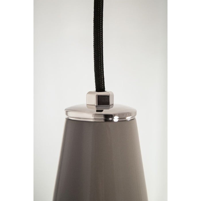 Hudson Valley Lydney 1 Light 14" Pendant, Gray/Polished Nickel/Gray