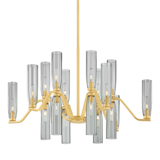 Hudson Valley Harpswell 18 Light Chandelier, Aged Brass/Smoke