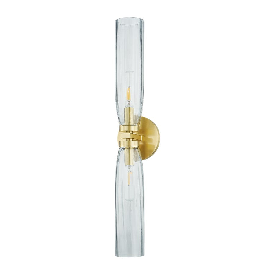 Hudson Valley Harpswell 2 Light Bath and Vanity, Aged Brass/Smoke - 6832-AGB