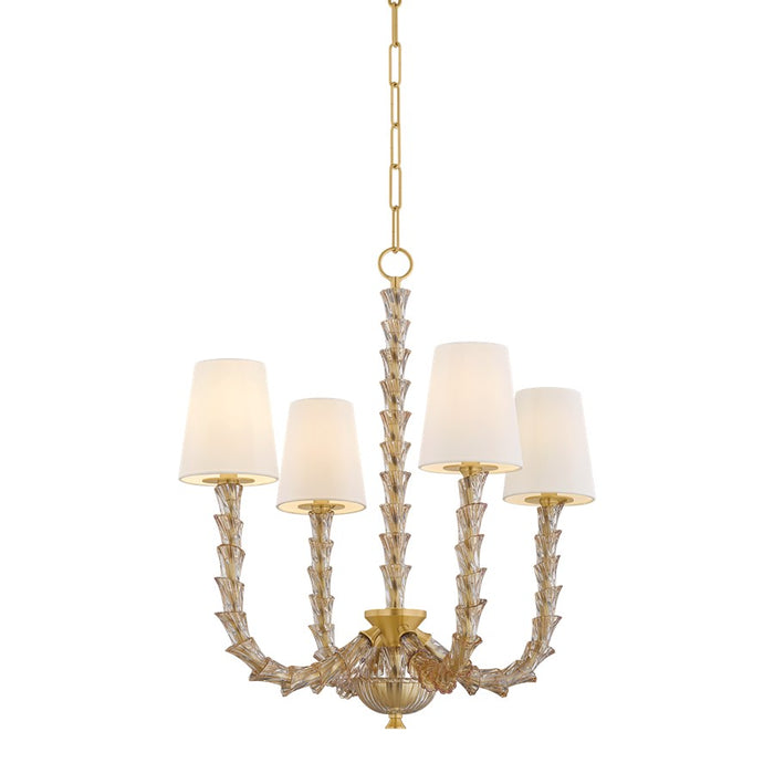 Hudson Valley Lighting Calumet 4 Light Chandelier, Aged Brass/Silk - 6844-AGB