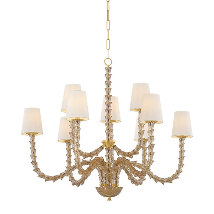 Hudson Valley Lighting Calumet 9 Light Chandelier, Aged Brass/Silk - 6849-AGB