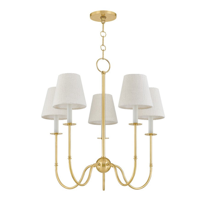 Hudson Valley Amina 5 Light Chandelier, Aged Brass/Textured Linen - 6927-AGB
