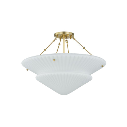 Hudson Valley Loburn 3 Light Semi Flush, Aged Brass/Opal Matte - 7013-AGB