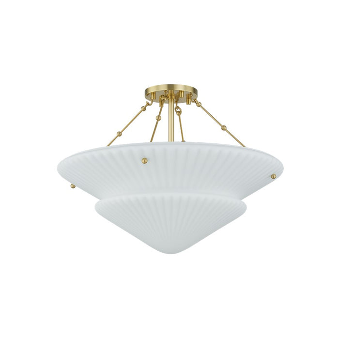 Hudson Valley Loburn 3 Light Semi Flush, Aged Brass/Opal Matte - 7013-AGB