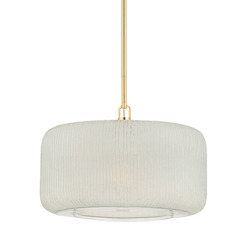 Hudson Valley Beechurst 1 Light 20" Pendant, Aged Brass/Clear Etched - 7020-AGB