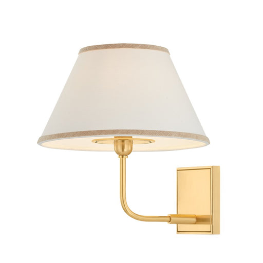 Hudson Valley Durland 1 Light Wall Sconce, Aged Brass/White Linen